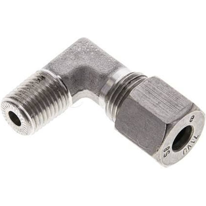 1/4'' NPT Buitendraad x 8S RVS Elbow 90deg Snijring 630 Bar DIN 2353 - FL2E-MC-ST-014N-08-S