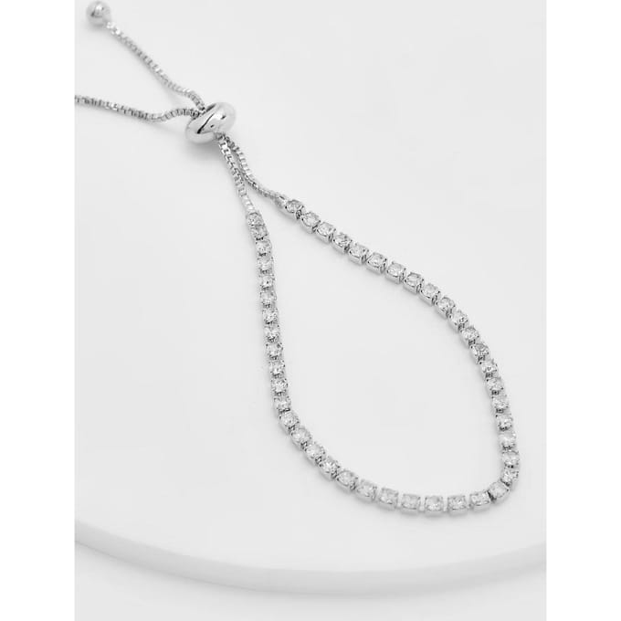 boohoo Dames Diamante Toggle Armband | Zilver
