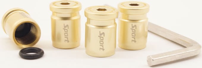 Schrader (auto) ventiel - Goud anti-diefstal zinklegering met afdichting