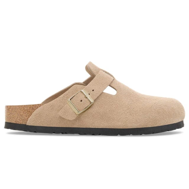 birkenstock - BOSTON BS SUEDE - Dames slippers - Kleur: Wit/beige - Maat: 42