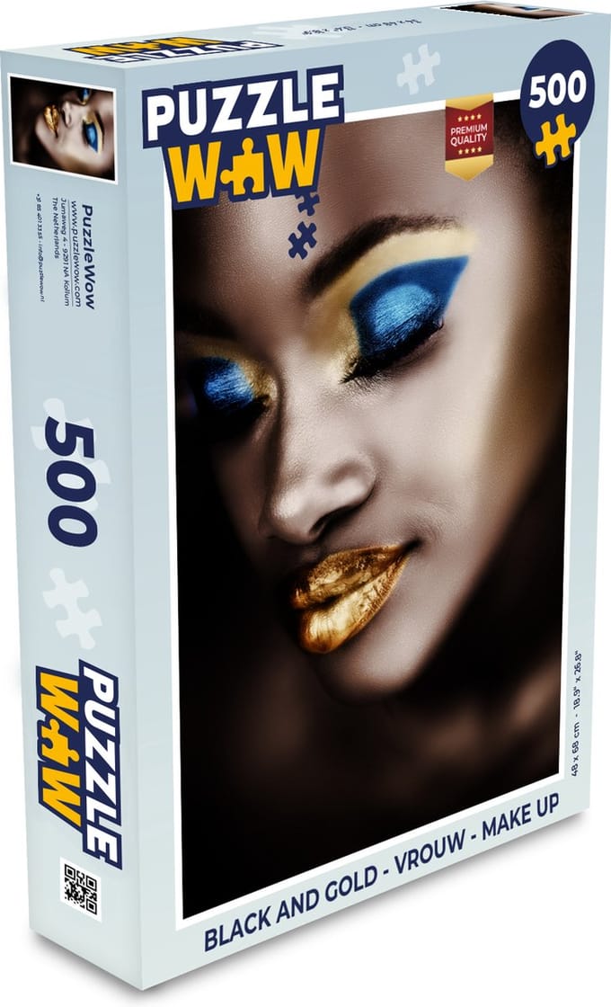 Puzzel Black and Gold - Vrouw - Make up - Legpuzzel - Puzzel 500 stukjes