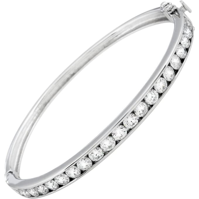 Diamonfire - Zilveren bangle 60 mm - Zirkonia in railzetting