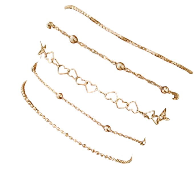 Nivard Armband - Staal - Nep Zilver - Dames - 5 Stuks - Geel