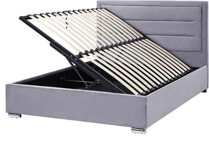 ROUEN - Bed met opbergruimte - Donkergrijs - 140 x 200 cm - Fluweel