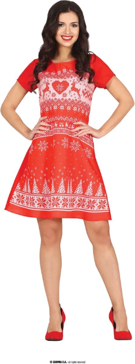 Fiestas Guirca - Foute dames kerstjurk rood - M