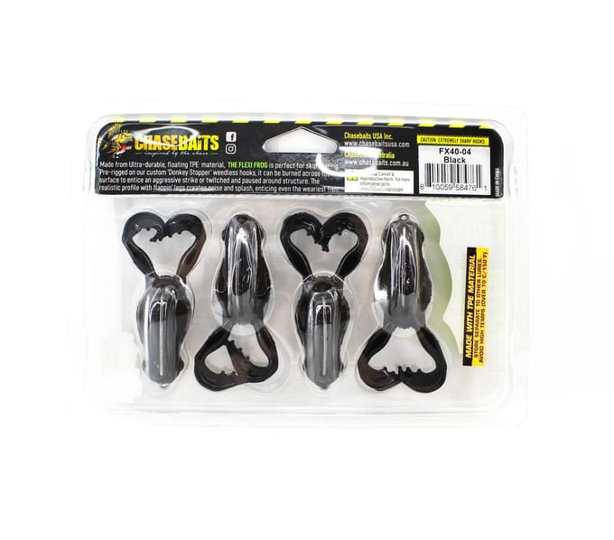 Chasebaits Flexi Frog 40 mm Zwevende Kunstaas 4 per Pak Zwart (4761)