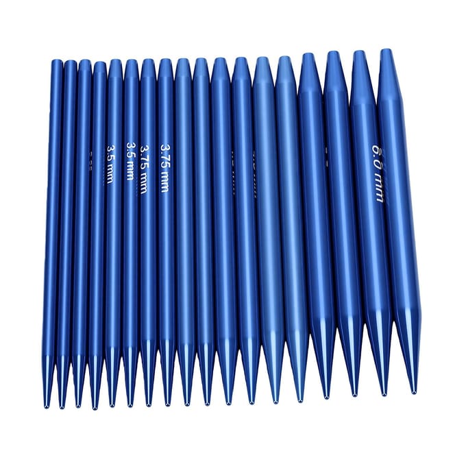 Jeu de 9 Paires d'Aiguilles Circulaires Interchangeables en Aluminium Bleu 3,0 mm 6,0 mm avec Câbles Flexibles blue