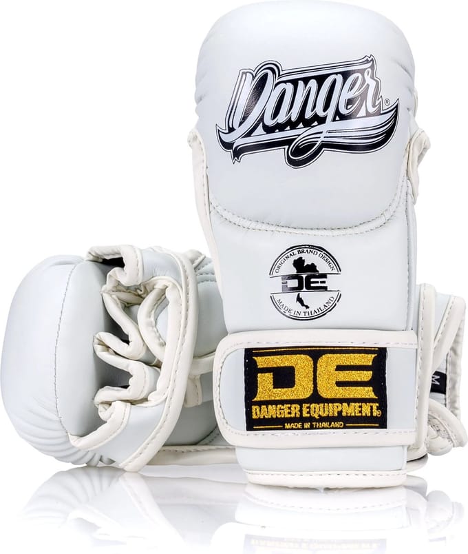 Danger MMA Sparring Handschoenen - semi leer - wit - maat M