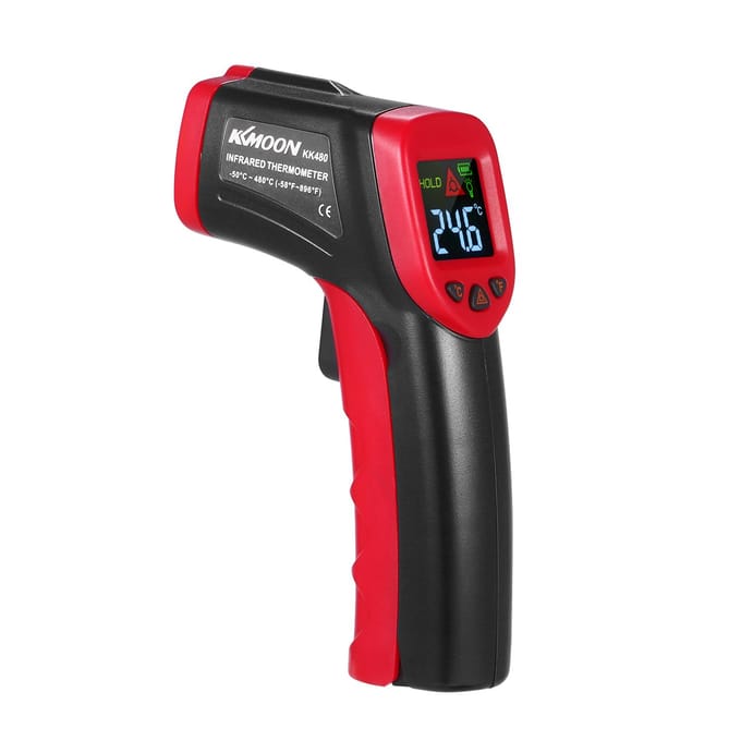 KKmaan 50~480 graden Celsius 12:1 Draagbare digitale contactloze IR-thermometer Temperatuurtester Pyrometer rood zwarte kleur
