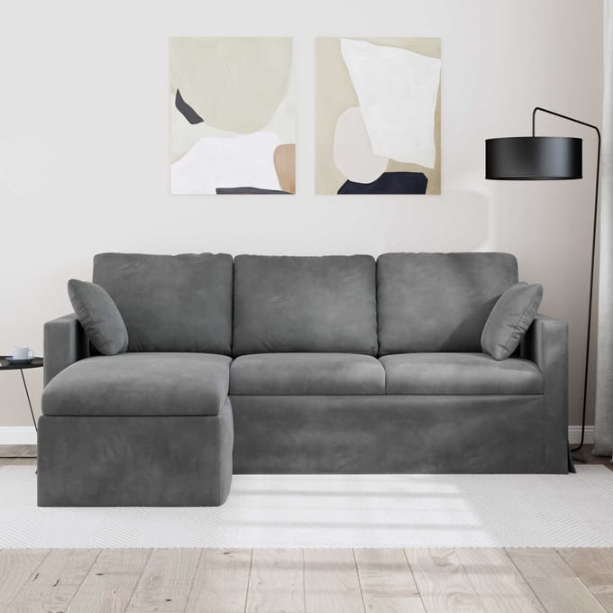 vidaXL - Bank - Donkergrijs - 198 - x - 134 - x - 80 - cm - Fluweel