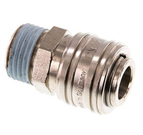 Vernikkeld Messing DN 7.2 (Euro) Luchtkoppeling Snelkoppeling G 1/2 inch Buitendraad Double Shut-Off - CLS7-M-BN-SV-012