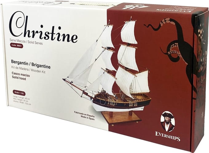 Modelbouw Schip Zeilschip Schoenerbrik Brigantijn 'Christine' van hout