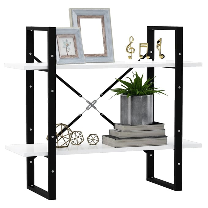 vidaXL - Boekenkast - met - 2 - schappen - 80x30x70 - cm - bewerkt - hout - wit