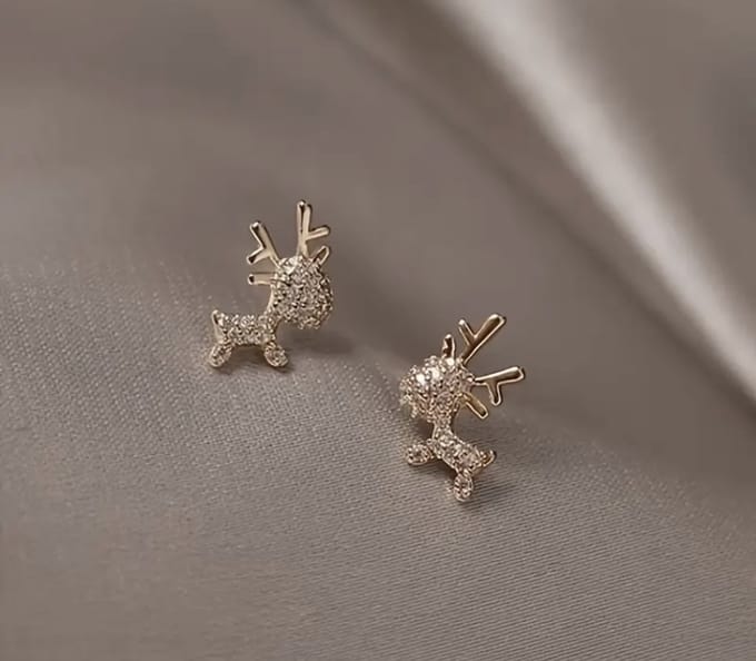 Vibe - Christmas - rendier -goud - steen - oorknop - oorbel -juweel - geschenk