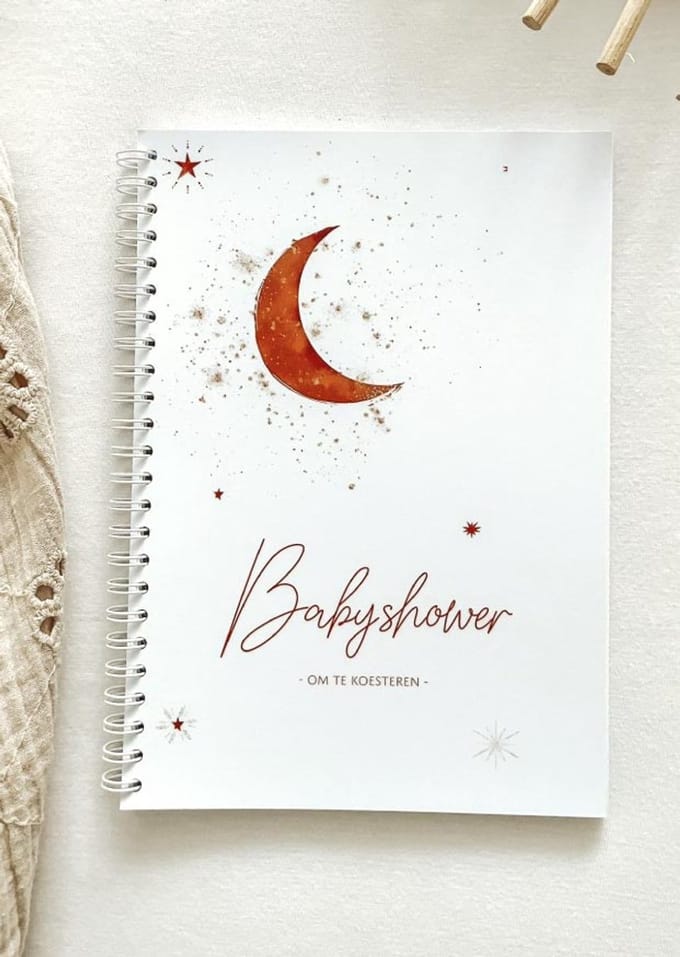 Babyshower boek | invulboek | babyshower | babyshower gastenboek | moon