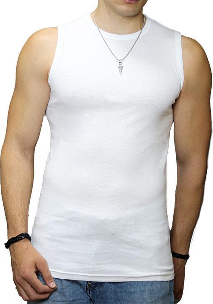 Top kwaliteit Mouwloze Shirts - 2 Pack - 100% Katoen - O hals - Wit - Maat S