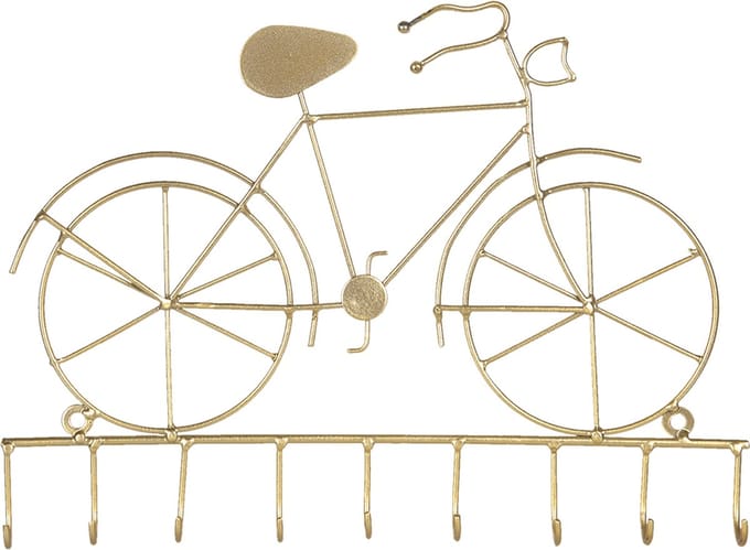 Clayre & Eef Sleutelrekje Fiets 32x23 cm Goudkleurig IJzer