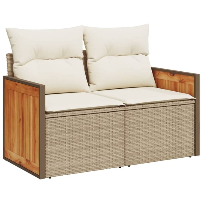 vidaXL - 8-delige - Loungeset - met - kussens - poly - rattan - beige