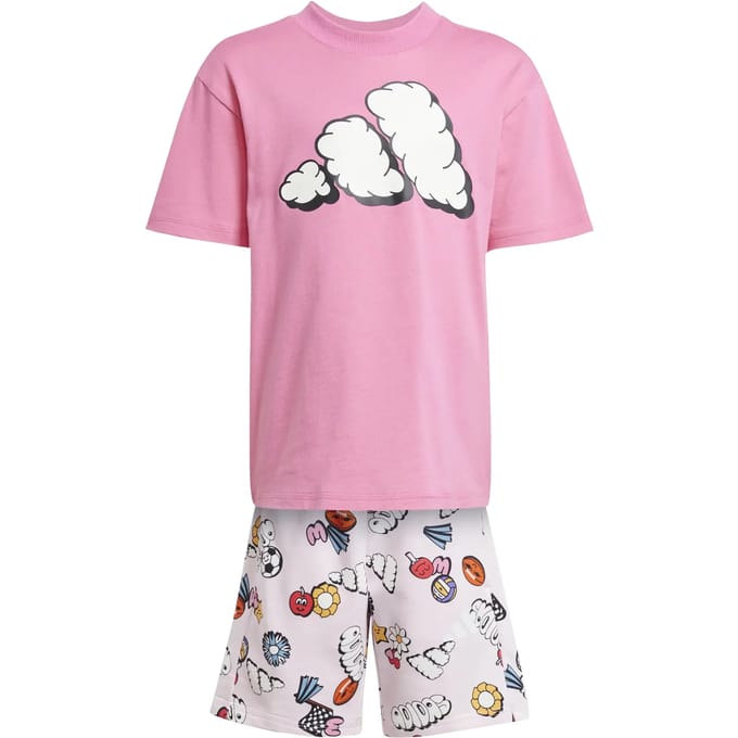 Adidas Seasonal Essentials Fun Tee Set Roze 3-4 Years Kinderen