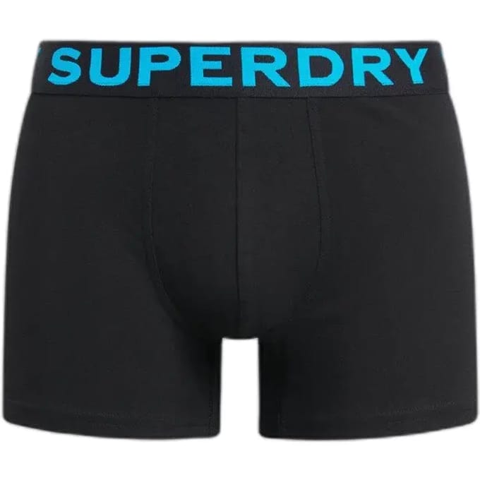 Superdry heren 2P boxer trunks basic zwart & blauw