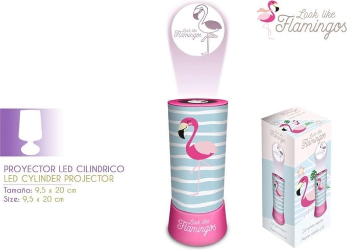 Nachtlamp Flamingo met plafond projector - led