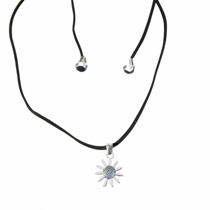 Ketting-Zonnebloem-Schuifkoord-Suede-verstelbaar - Charme Bijoux