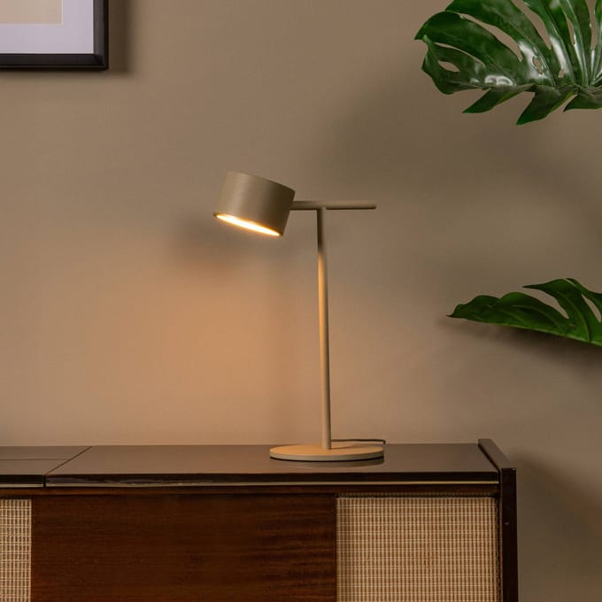 Lucide GIAN - Tafellamp - LED Dimbaar - 1x9W 2700K - Taupe