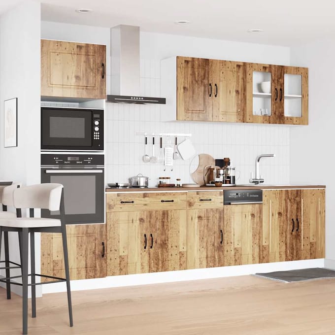 vidaXL - 7-delige - Keukenkastenset - Kalmar - bewerkt - hout - oud - houtkleurig