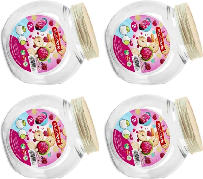 PlasticForte Snoeppot/voorraadpot - 4x - 2L - beige - kunststof - D12 x H17 cm