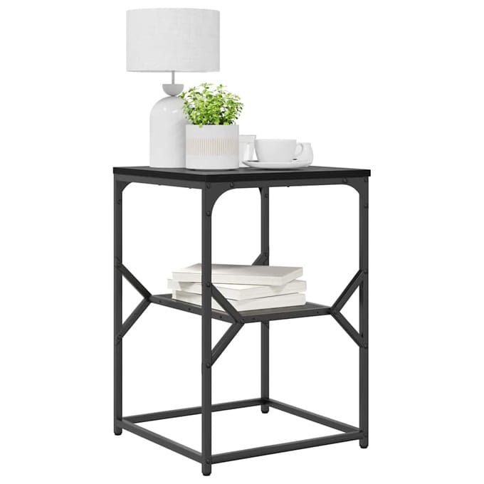 vidaXL - Bijzettafel - Zwart - Eiken - 41 - x - 40 - x - 60 - cm