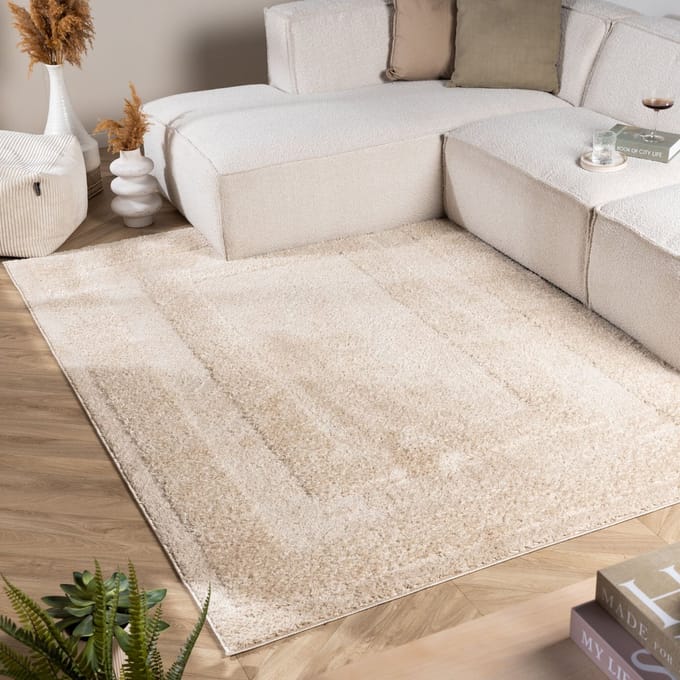 FRAAI Scandinavisch vloerkleed - Lova Border Beige - 120x170cm
