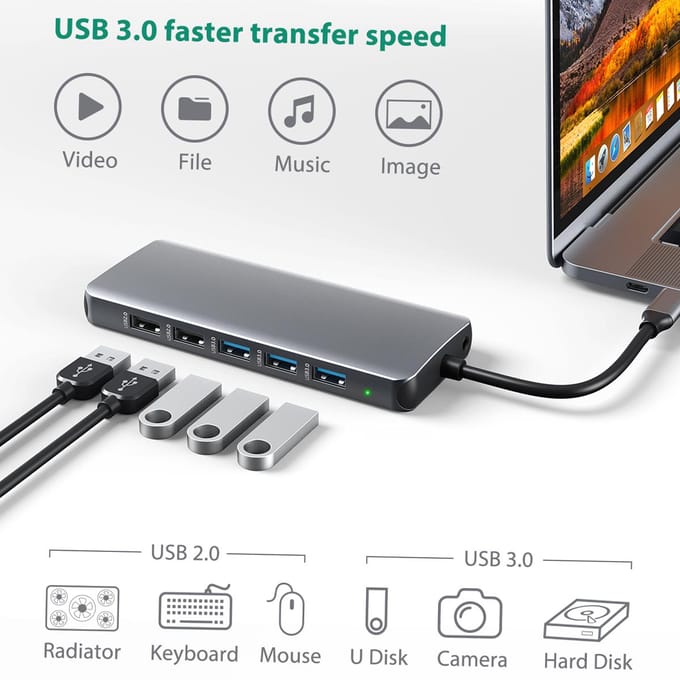 Dodocool 14-in-1 USB C-hub 4K USB C naar HDMI VGA Gigabit Ethernet 100W PD SD/TF-kaartlezer Type-C gray