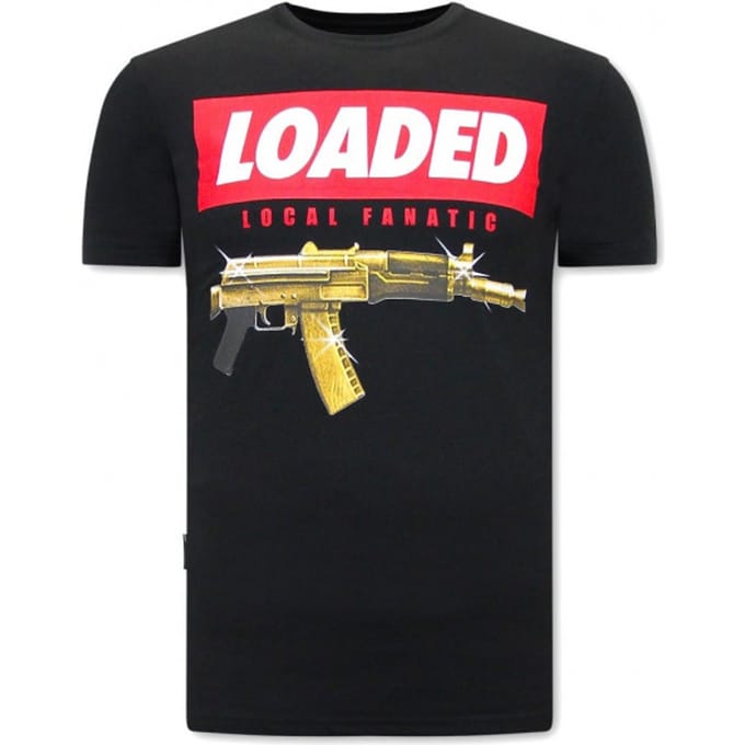 Stoere T shirts Heren - Loaded Gun - Zwart