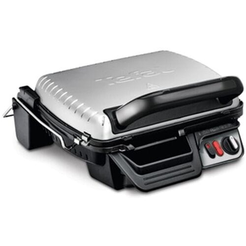 Tefal Ultra Compact 600 Comfort GC3060 Contactgrill - Barbecuestand - Regelbare temperatuur - Uitneembare Anti-aanbakplaten - Vet opvangbak - Verticaal opbergen - 2000W - RVS