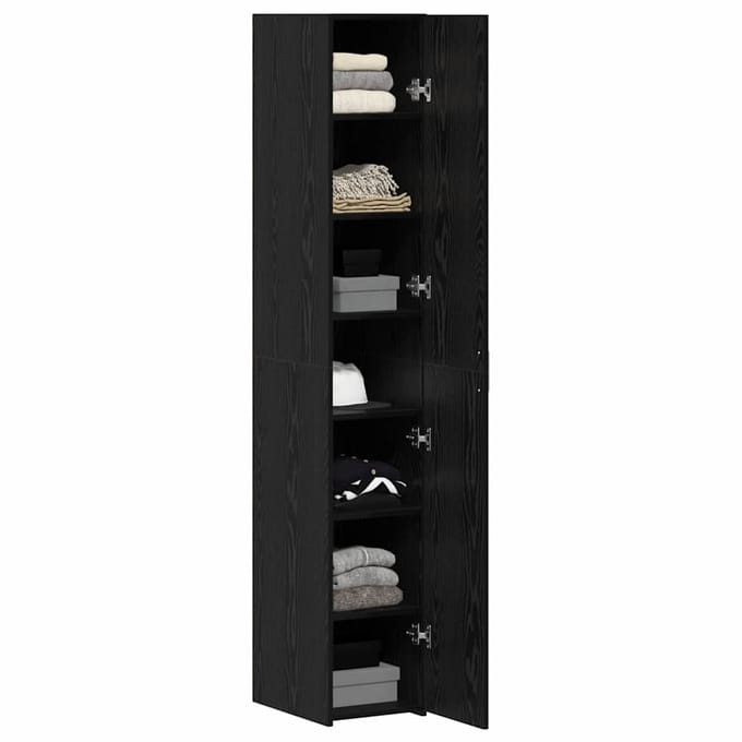 vidaXL - Highboard - Zwart - Eiken - 30 - x - 42,5 - x - 185 - cm