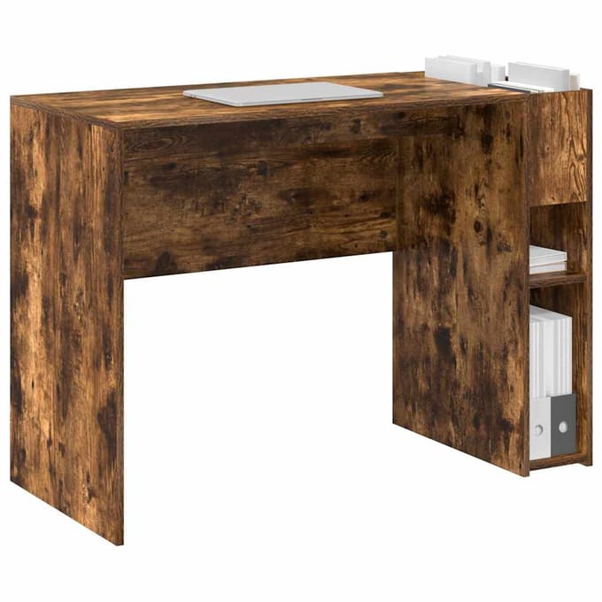 vidaXL - Bureau - Rook - Eiken - Bewerkt - hout - 109 - x - 50 - x - 78 - cm