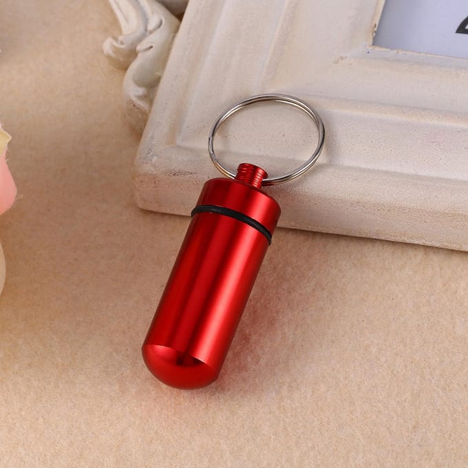 Boîte à pilules de voyage portable étanche Mini Bleu Aluminium Porte-clés Boîte de rangement pour comprimés red