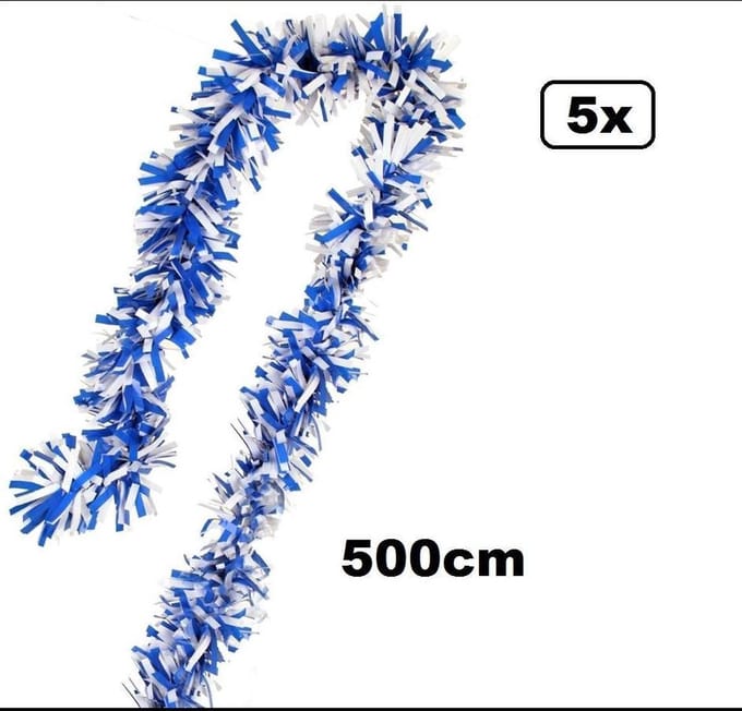 5x Oktoberfest guirlande blauw/wit 5 meter BRANDVEILIG