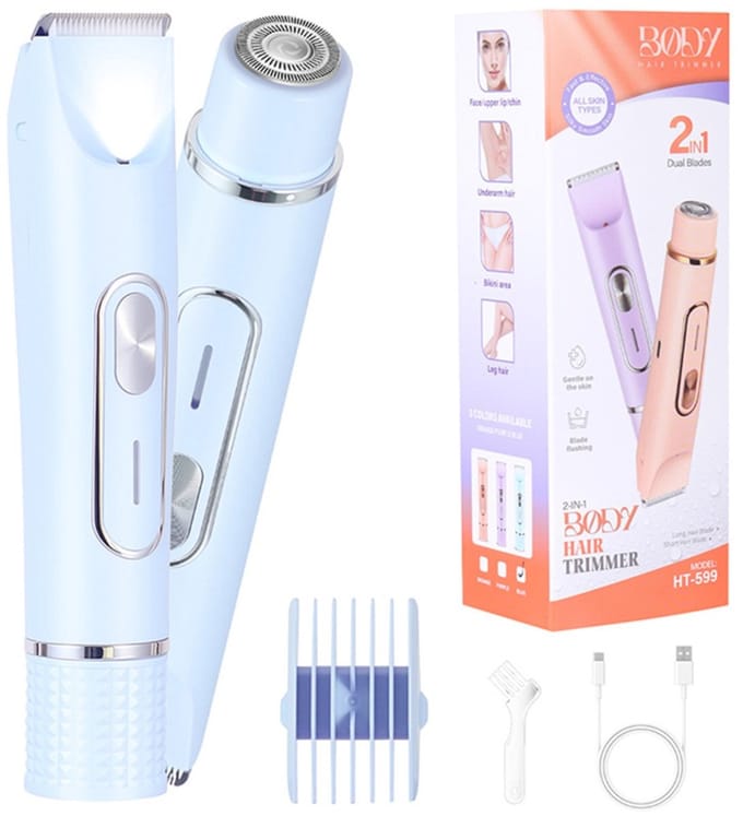 2-in-1 Elektrisch Scheerapparaat & Bikinilijntrimmer voor Vrouwen - Draagbaar & Oplaadbaar