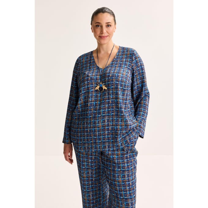 V-halsblouse Met Abstracte Print