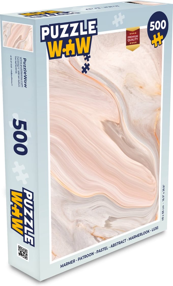 Puzzel Marmer - Patroon - Pastel - Abstract - Marmerlook - Luxe - Legpuzzel - Puzzel 500 stukjes