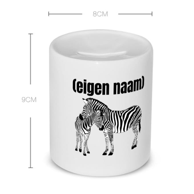 Akyol - 2 zebra's Spaarpot - Dierentuin - zebra liefhebbers - met eigen naam - zebra spullen - gepersonaliseerd - 350 ML inhoud