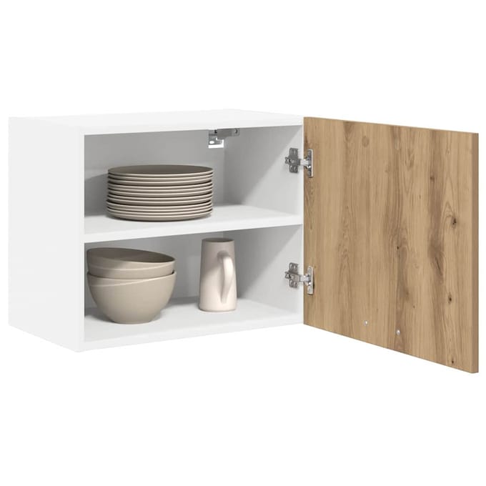 vidaXL - Hangkast - 2 - st - Ambachtelijke - Eik - en - Wit - Bewerkt - hout