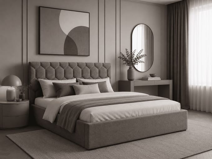 Gestoffeerd Bed 02 met Opbergruimte en Hoofdbord 180x200 cm - Grijs (Casa 23)