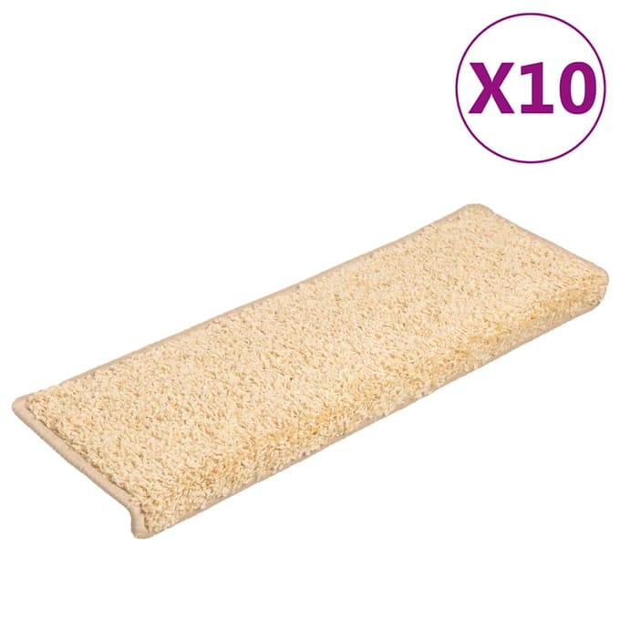 vidaXL - Trapmatten - 10 - st - 65x21x4 - cm - crème - met - rechthoekige - rand