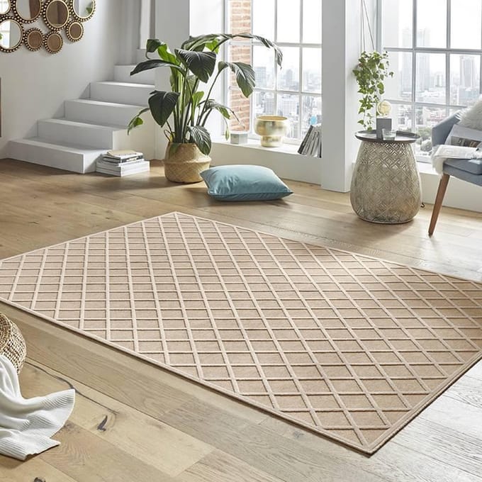 Modern vloerkleed ruiten Danton - crème 80x125