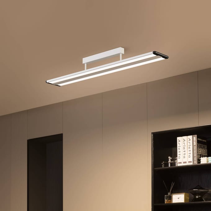 Prios Yuela LED plafondlamp, DALI, 120 cm, zilver