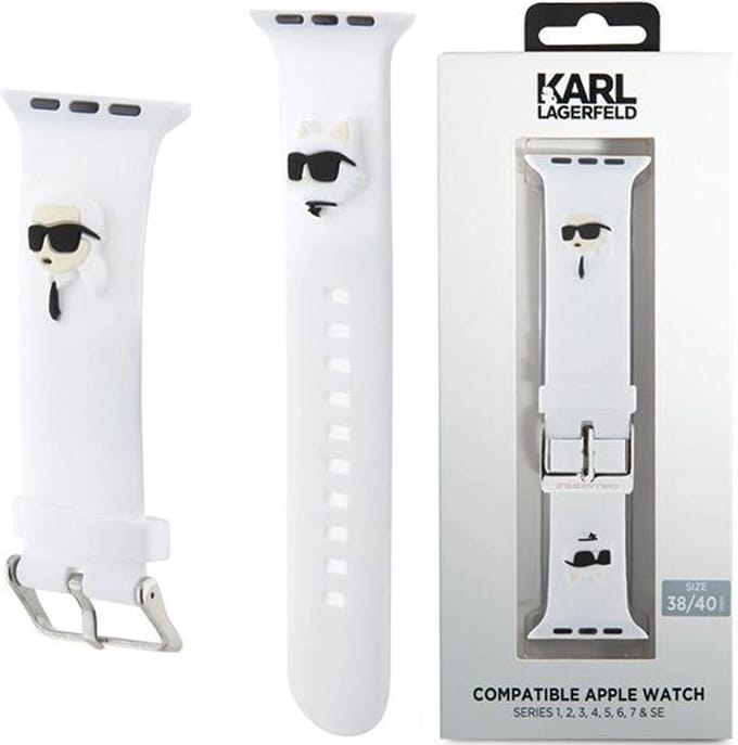 Karl Lagerfeld 3D Rubber Karl&Choupette Heads strap for Apple Watch 38/40/41mm - white