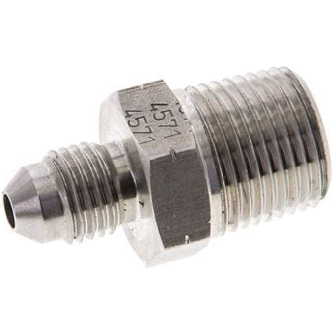 JIC  Dubbele Nippel UNF 7/16''-20 X 3/8'' NPT RVS 210bar