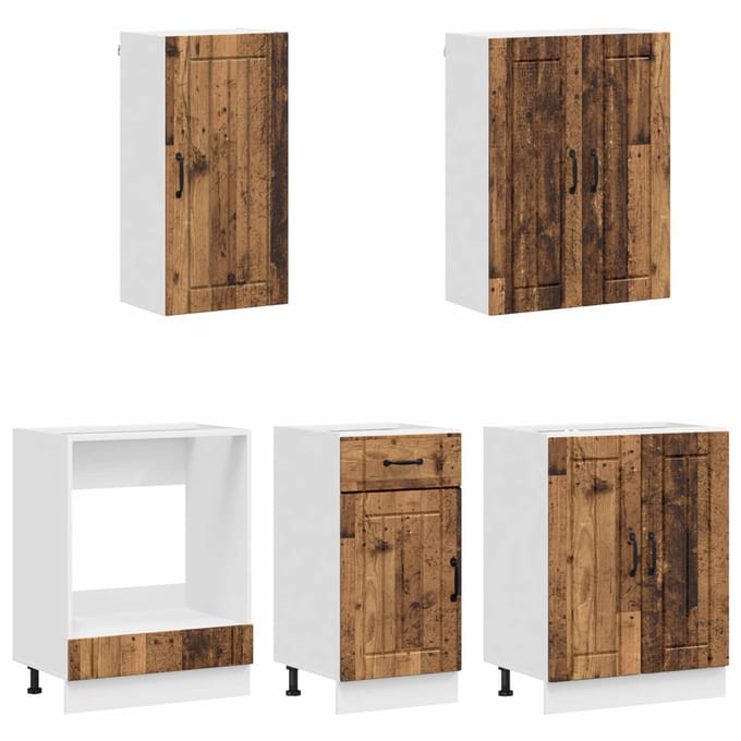 vidaXL - Keukenblok - LUCCA - 5 - st - Oud - hout - Bewerkt - hout